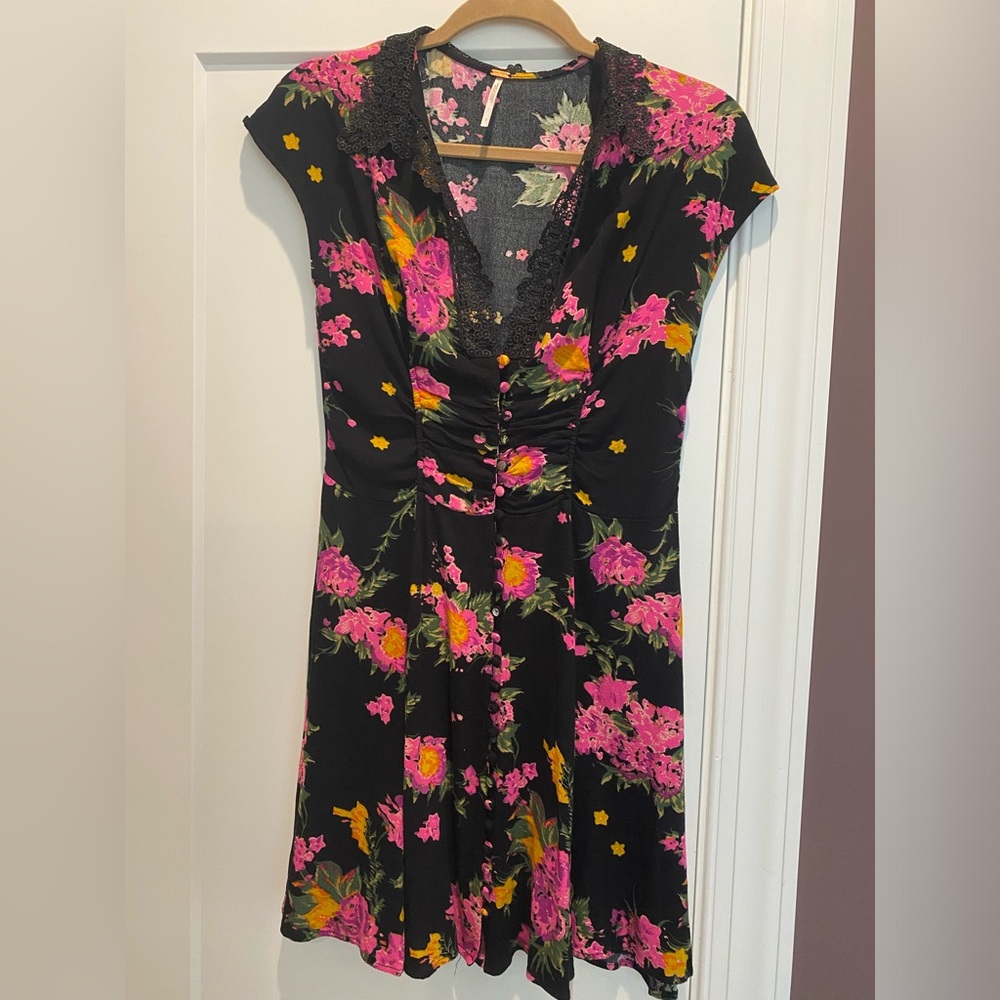 Free People dress black and pink Aline size small